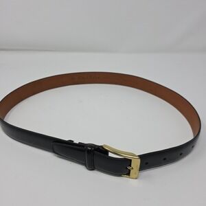 Cole Haan Dress Belt Mens Black 32/80 Leather Gold Buckle Crafted In Canada